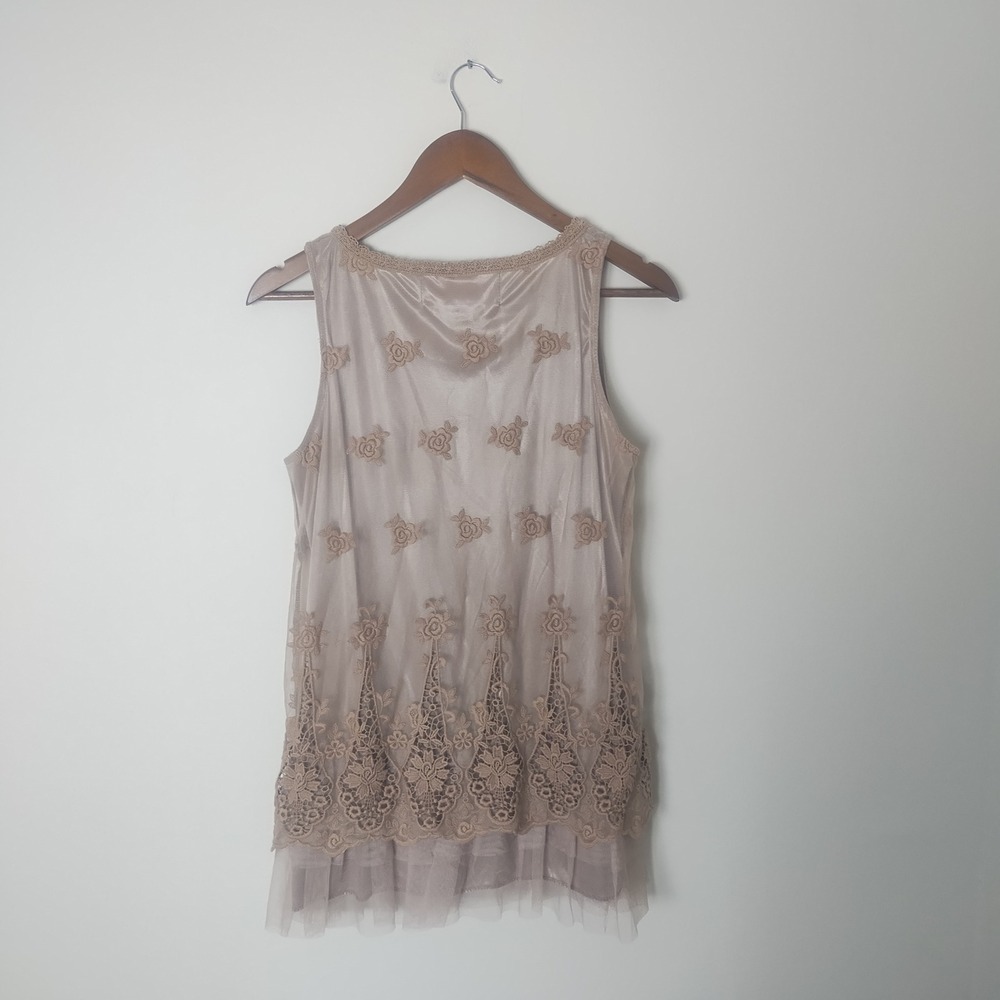 O2 Collection Embroidered Tank Top Women's Medium Romantic Ethereal Balletcore - Picture 4 of 9